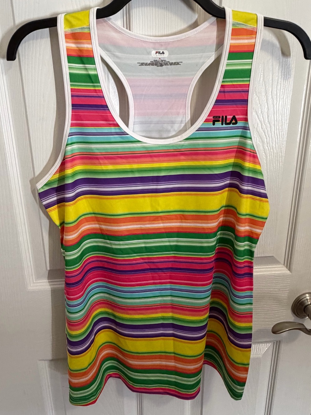 NWOT FILA Bright Multicolor Striped Racerback Workout Tank Top Women’s XL